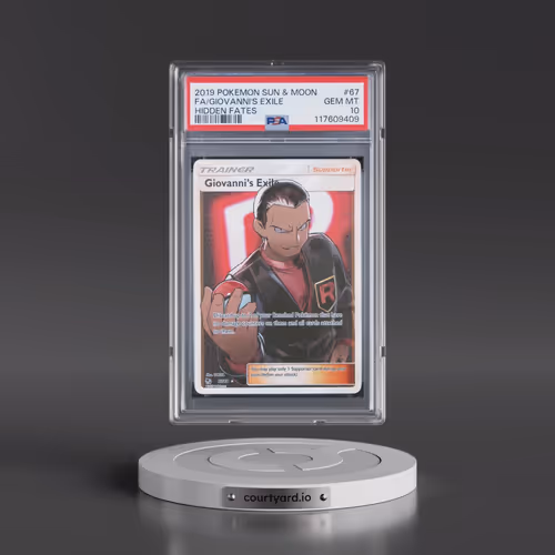 2019 Pokémon Sun & Moon Hidden Fates #67 Giovanni's Exile - Full Art (PSA 10 GEM MINT)