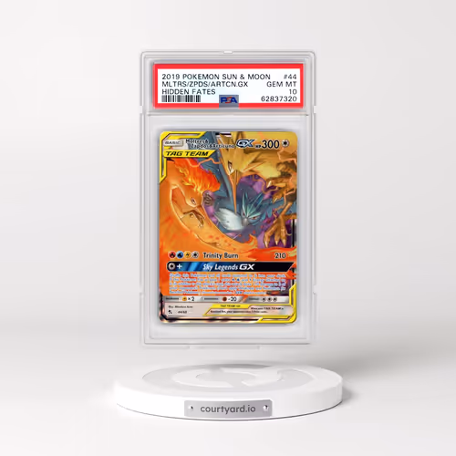 2019 Pokémon Sun & Moon Hidden Fates #44 Moltres & Zapdos & Articuno GX - Holo (PSA 10 GEM MINT)