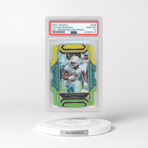 2021 Panini Select #248 Jaylen Waddle - Die-Cut Green/Yellow Prizm (PSA 10 GEM MINT)