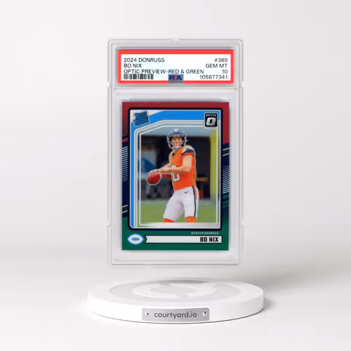 2024 Panini Donruss #369 Bo Nix - Optic Preview-Red & Green (PSA 10 GEM MINT)