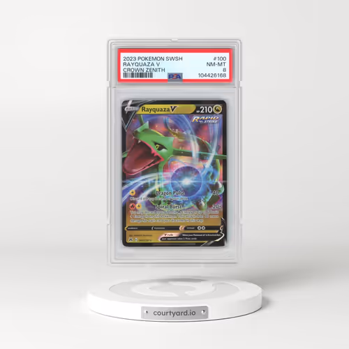 2023 Pokémon Sword and Shield Crown Zenith #100 Rayquaza V - Holo (PSA 8 NM-MT)