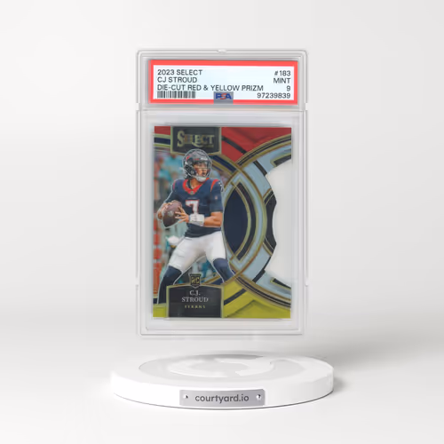 2023 Panini Select #183 CJ Stroud - Die-Cut Red & Yellow Prizm (PSA 9 MINT)
