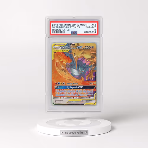 2019 Pokémon Sun & Moon Hidden Fates #44 Moltres & Zapdos & Articuno GX - Holo (PSA 8 NM-MT)