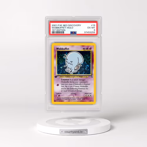 2001 Pokémon Neo Discovery #16 Wobbuffet - 1st Edition Holo (PSA 6 EX-MT)