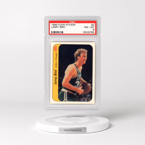 1986 Fleer Sticker #2 Larry Bird (PSA 8 NM-MT)