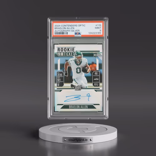 2024 Panini Contenders Optic #115 Braelon Allen - Autograph-Silver (PSA 9 MINT)