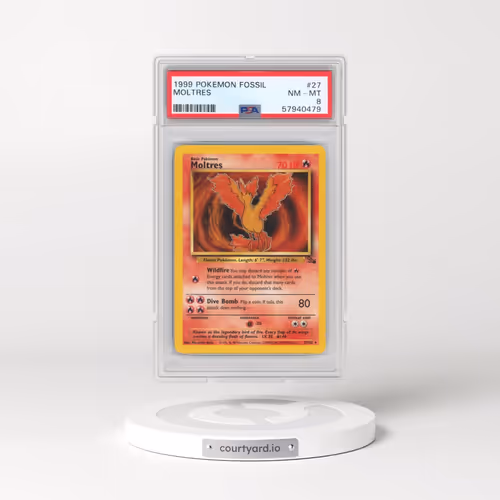 1999 Pokémon Fossil #27 Moltres (PSA 8 NM-MT)