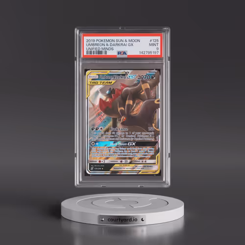 2019 Pokémon Sun & Moon Unified Minds #125 Umbreon & Darkrai GX - Holo (PSA 9 MINT)