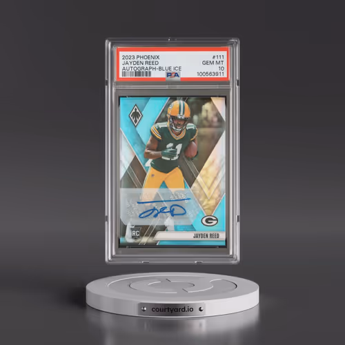 2023 Panini Phoenix #111 Jayden Reed - Autograph-Blue Ice (PSA 10 GEM MINT)