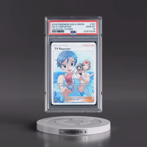 2018 Pokémon Sun & Moon Celestial Storm #167 TV Reporter - Full Art (PSA 10 GEM MINT)
