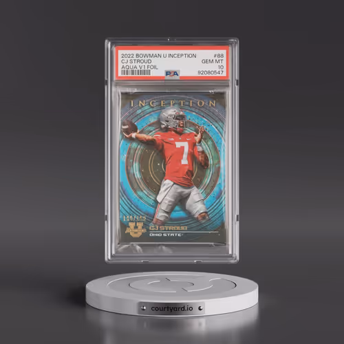 2022 Bowman University Inception #88 CJ Stroud - Aqua V1 Foil (PSA 10 GEM MINT)