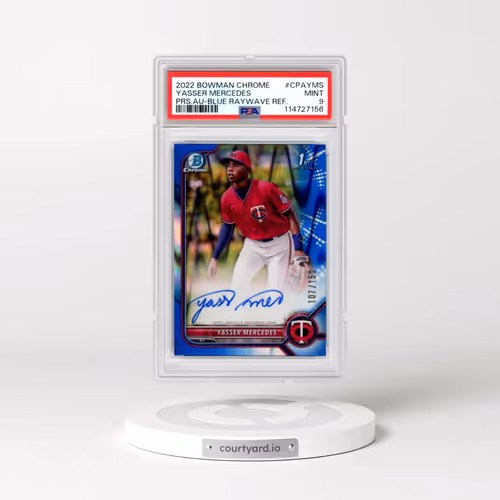 2022 Bowman Chrome Prospect Autographs #CPAYMS Yasser Mercedes - Blue Raywave Refractor (PSA 9 MINT)