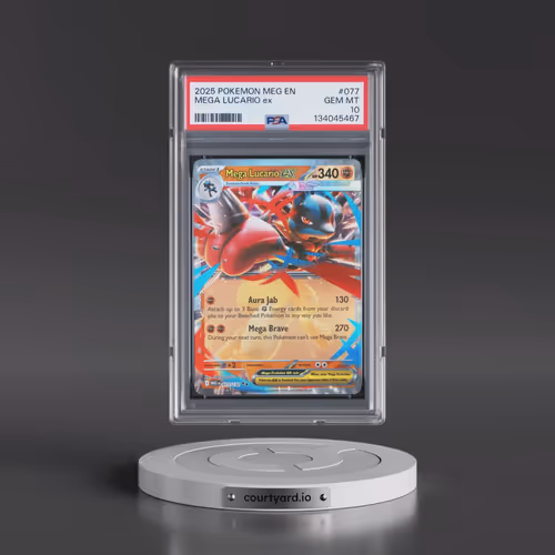 2025 Pokémon Meg EN-Mega Evolution #077 Mega Lucario EX - Holo (PSA 10 GEM MINT)