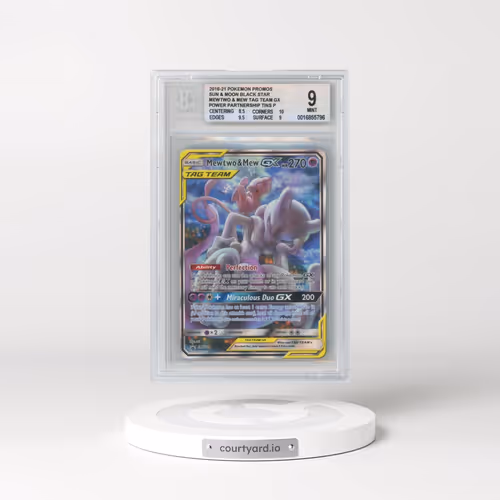 2016 Black Star Promos - Sun & Moon #SM191 Mewtwo & Mew GX - Holo Power Partnership Tins (BGS 9 MINT