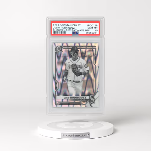 2021 Bowman Draft #BDC145 Julio Rodriguez - Chrome-Black & White Raywave Refractor (PSA 10 GEM MINT)