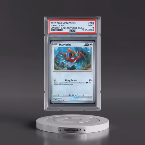2025 Pokémon Pre EN-Prismatic Evolutions #089 Hawlucha - Reverse Holo Master Ball (PSA 9 MINT)