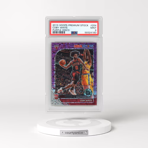 2019 Panini Hoops Premium Stock #204 Coby White - Purple Disco (PSA 9 MINT)