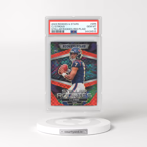 2023 Panini Rookies & Stars Stellar Rookies #SR5 CJ Stroud - Red Plaid (PSA 10 GEM MINT)