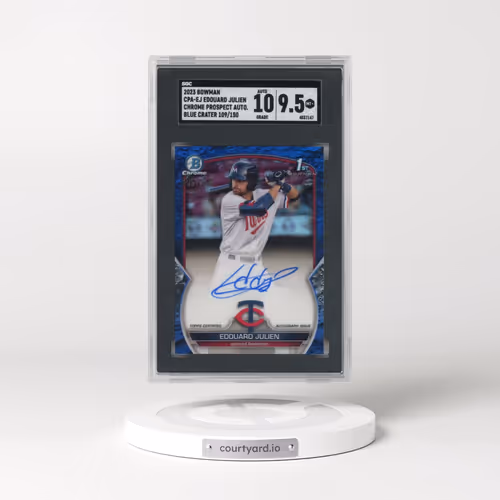 2023 Bowman #CPA-EJ Edouard Julien - Chr. Pros. Auto. Blue Lunar Cr. Ref. (SGC 9.5 MINT+)
