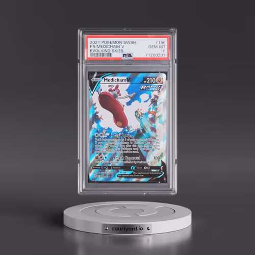 2021 Pokémon Sword & Shield Evolving Skies #186 Medicham V - Holo Full Art (PSA 10 GEM MINT)