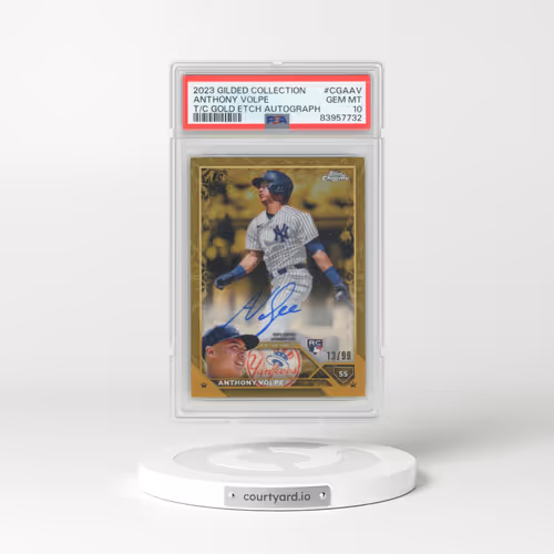 2023 Topps Gilded Collection Topps Chrome Gold Etch Autographs #CGAAV Anthony Volpe (PSA 10 GEM MINT)