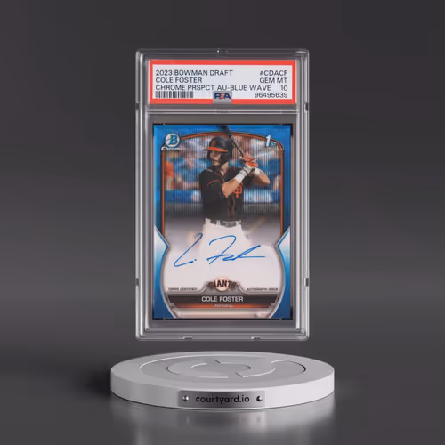 2023 Bowman Draft Chrome Prospect Autograph #CDACF Cole Foster - Blue Wave (PSA 10 GEM MINT)