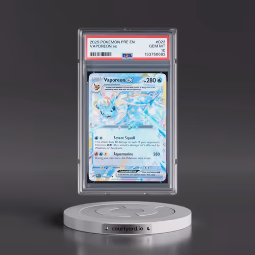 2025 Pokémon Pre EN-Prismatic Evolutions #023 Vaporeon EX - Holo (PSA 10 GEM MINT)