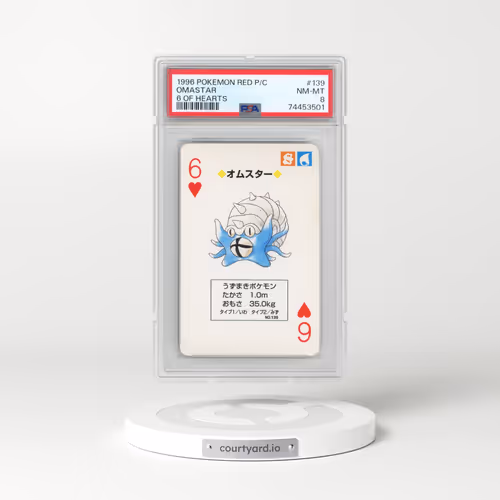 1996 Pokémon Red Version Playing Cards #139 Omastar - 6 of Hearts (PSA 8 NM-MT)