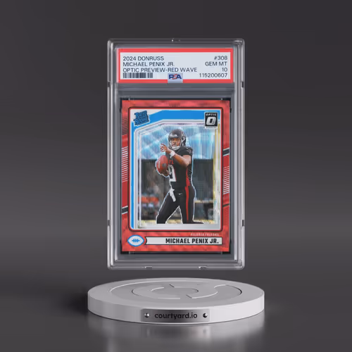 2024 Panini Donruss #308 Michael Penix Jr. - Optic Preview-Red Wave (PSA 10 GEM MINT)