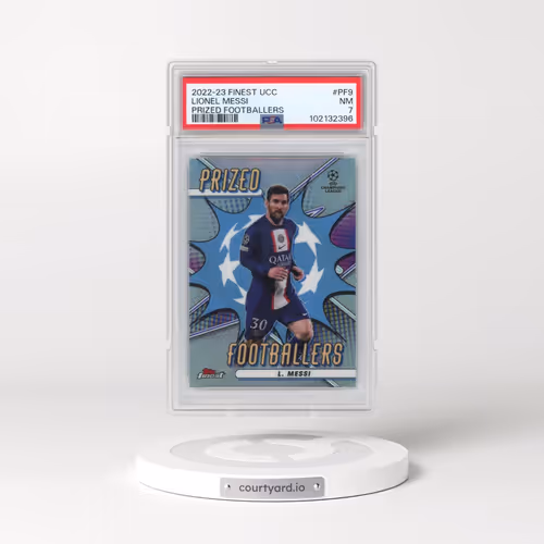 2022-23 Topps Finest UEFA Club Competitions Prized Footballers #PF9 Lionel Messi (PSA 7 NM)