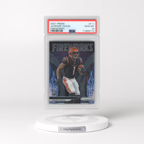 2021 Panini Prizm Fireworks #F11 JA'Marr Chase - Base (PSA 10 GEM MINT)