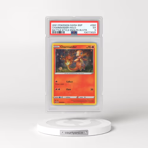 2021 Pokémon Swsh Black Star Promo #092 Charmander - Holo Battle Styles Single Pack Blister (PSA 5 EX)