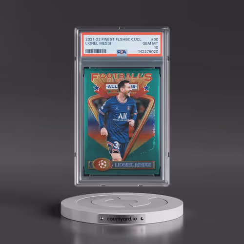 2021-22 Topps Finest Flashbacks UEFA Champions League #30 Lionel Messi (PSA 10 GEM MINT)