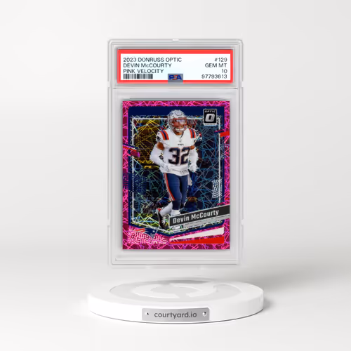 2023 Panini Donruss Optic #129 Devin McCourty - Pink Velocity (PSA 10 GEM MINT)
