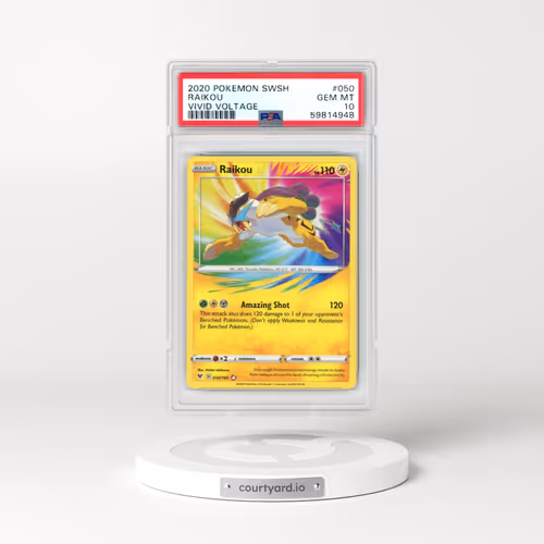 2020 Pokémon Sword & Shield Vivid Voltage #050 Raikou (PSA 10 GEM MINT)