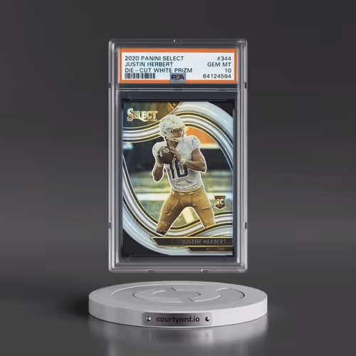 2020 Panini Select #344 Justin Herbert - Die-Cut White Prizm (PSA 10 GEM MINT)