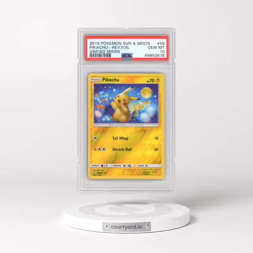 2019 Pokémon Sun & Moon Unified Minds #56 Pikachu - Reverse Foil (PSA 10 GEM MINT)