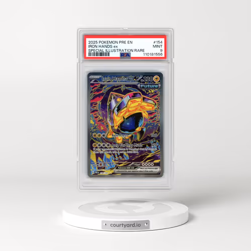 2025 Pokémon Pre EN-Prismatic Evolutions #154 Iron Hands EX - Holo Special Illustration Rare (PSA 9 MINT)