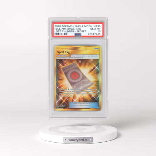 2018 Pokémon Sun & Moon Lost Thunder #235 Spell Tag - Full Art Secret (PSA 10 GEM MINT)