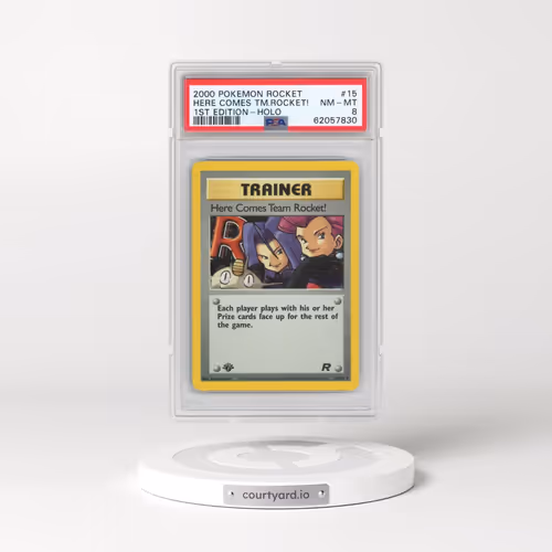 2000 Pokémon Rocket #15 Here Comes Team Rocket! - 1st Edition Holo (PSA 8 NM-MT)