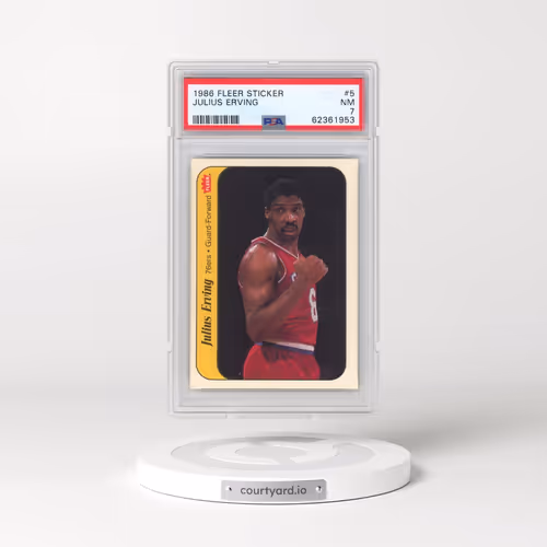 1986 Fleer Sticker #5 Julius Erving (PSA 7 NM)