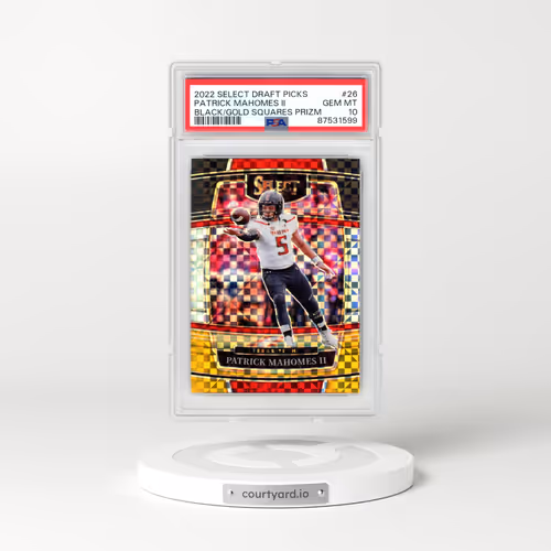 2022 Panini Select Draft Picks #26 Patrick Mahomes II - Black and Gold Squares Prizm (PSA 10 GEM MINT)