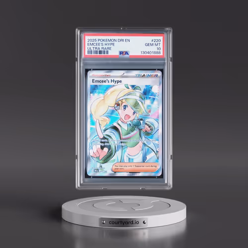 2025 Pokémon Dri EN-Destined Rivals #220 Emcee's Hype - Ultra Rare (PSA 10 GEM MINT)