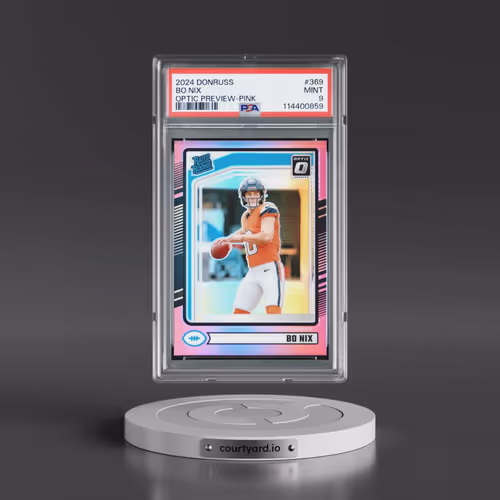 2024 Panini Donruss #369 Bo Nix - Optic Preview-Pink (PSA 9 MINT)