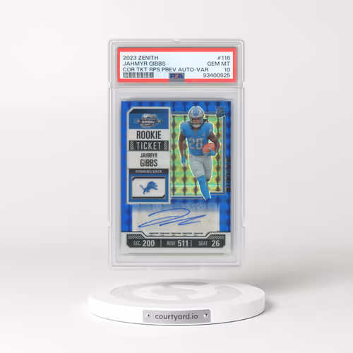 2023 Panini Zenith Contenders Optic Rookie Ticket Rps Preview Autographs #116 Jahmyr Gibbs - Variation (PSA 10 GEM MINT)