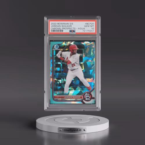 2022 Bowman Sapphire Edition Chrome Prospects #BCP20 Jordan Walker - Aqua (PSA 10 GEM MINT)