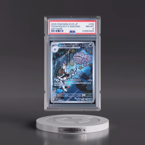 2025 Pokémon SV10-Glory of Team Rocket #105 Team Rocket's Weezing - Art Rare (PSA 8 NM-MT)