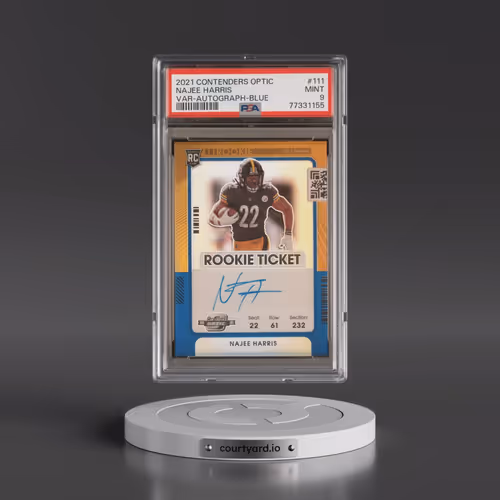 2021 Panini Contenders Optic #111 Najee Harris - Variation-Autograph-Blue (PSA 9 MINT)
