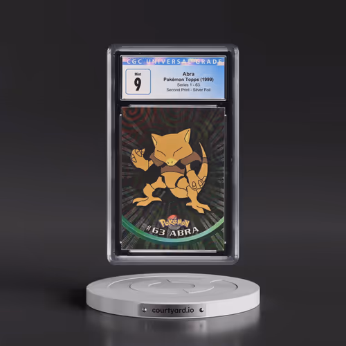 1999 Series 1 (Oval Nintendo Seal) #63 Abra - Second Print (Black Topps Logo) Silver Foil (Rays) (CG