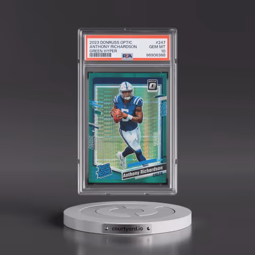2023 Panini Donruss Optic #247 Anthony Richardson - Green Hyper (PSA 10 GEM MINT)